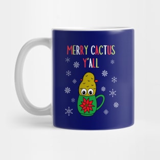 Merry Cactus Y'all - Small Christmas Cactus In Poinsettia Mug Mug